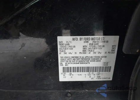 2015 Ford Edge Titanium from USA, damaged, VIN 2FMTK3K84FBB50479